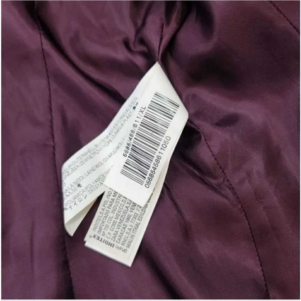 NEW Zara Woman Wool Blend Ruffle Neck Blazer Jacket in Plum Purple Size XL - Picture 10 of 13